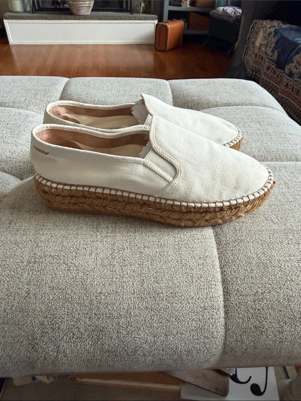 Viscata Barcelona Platform Espadrilles Beige Organic Canvas Spain Size 10/41